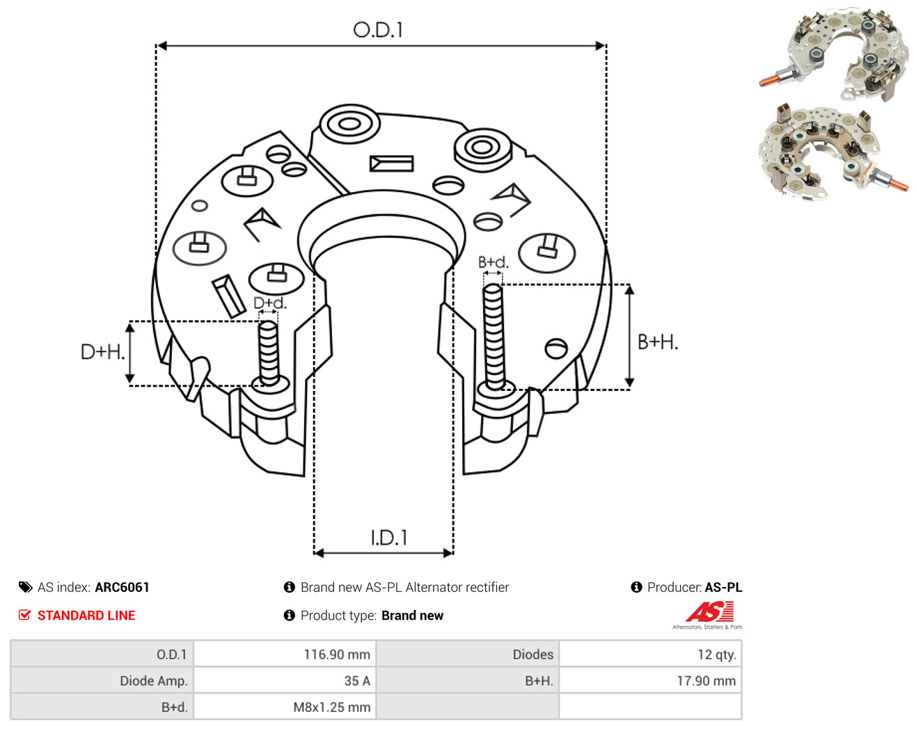 AS-PL arc6061 116,90mm