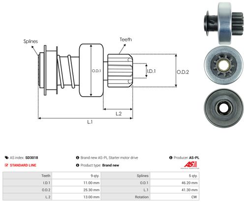 Produktbillede for Friløbsgear, starter
