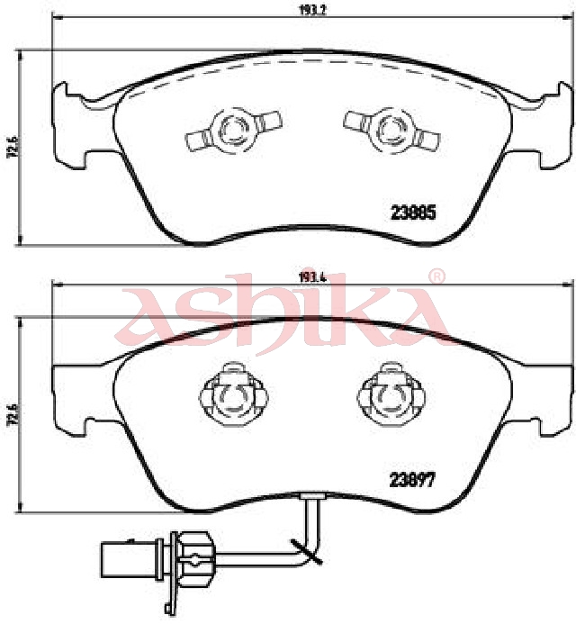 ASHIKA Bremseklodser 50000923 foraksel for VW AUDI