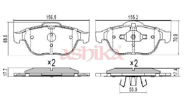 ASHIKA Bremseklodser 50000706 foraksel for RENAULT LYNK & CO