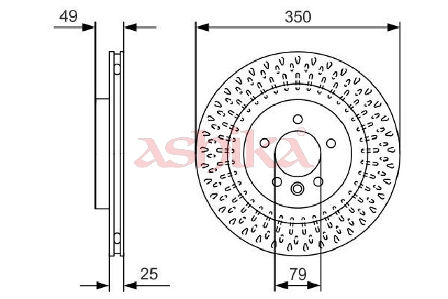 ASHIKA Bremseskive 610ll13c bagaksel ventileret 350mm for LAND ROVER