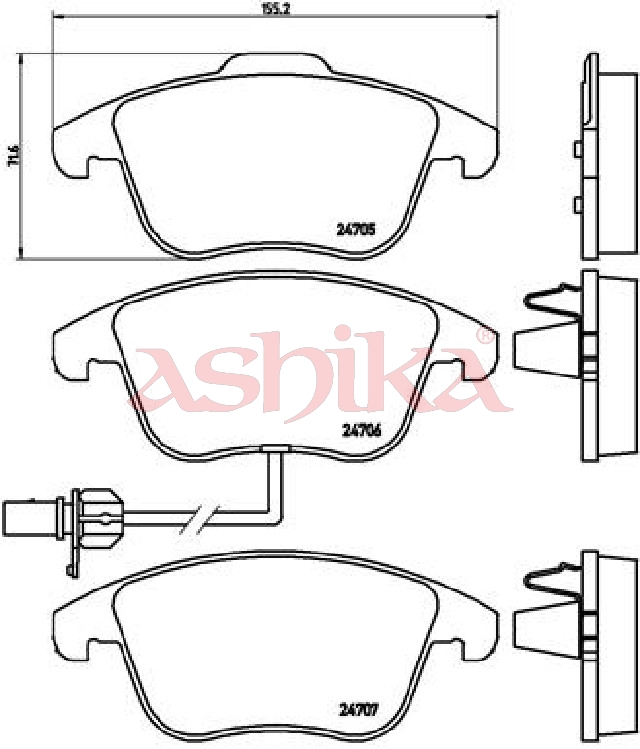 ASHIKA Bremseklodser 50000915 foraksel for AUDI
