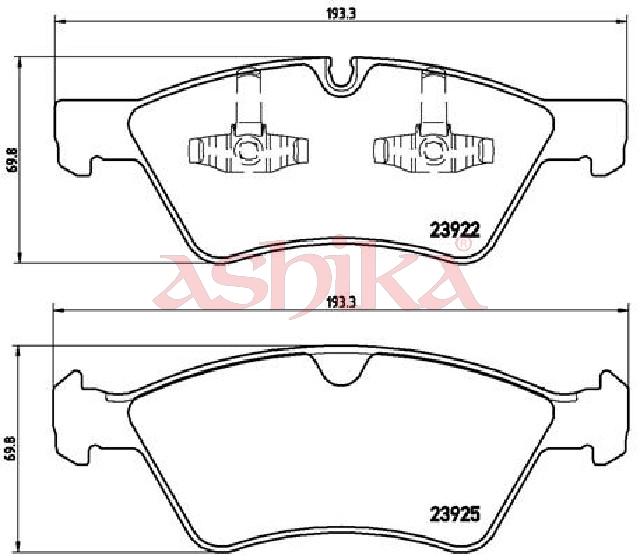 ASHIKA Bremseklodser 50000528 foraksel for MERCEDES-BENZ