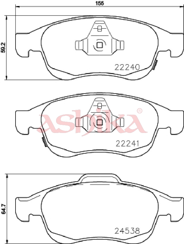 ASHIKA Bremseklodser 50000217 foraksel for JEEP