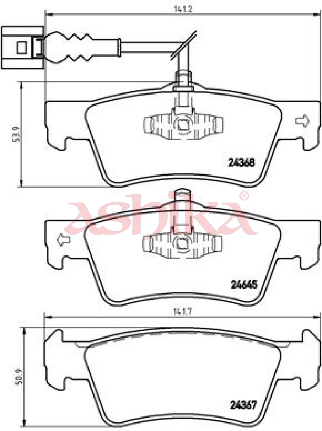 ASHIKA Bremseklodser 51000923 bagaksel for VW