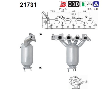 AS Katalysator 21731 for OPEL