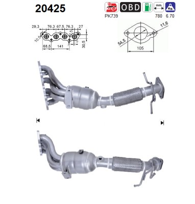 AS Katalysator 20425 for FORD VOLVO