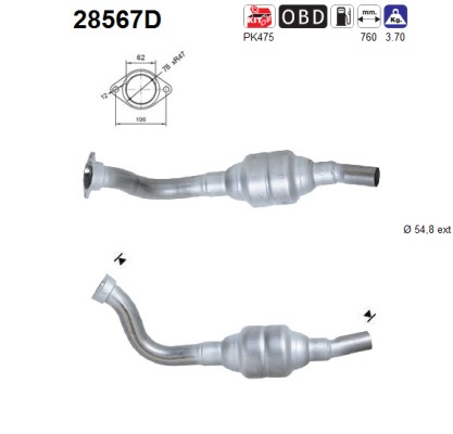 AS Katalysator 28567d for PEUGEOT FIAT