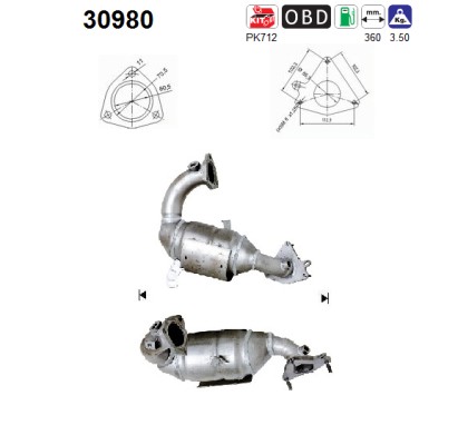 AS Katalysator 30980 for RENAULT