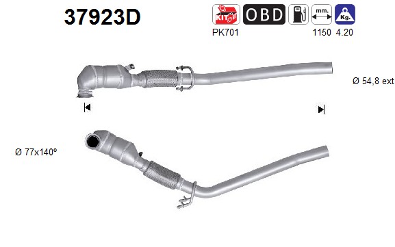 AS Katalysator 37923d for SEAT VW