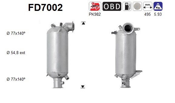 AS Sod-/partikelfilter, udstødningssystem fd7002 for VW