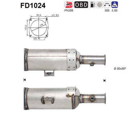 AS Sod-/partikelfilter, udstødningssystem fd1024 for PEUGEOT LANCIA