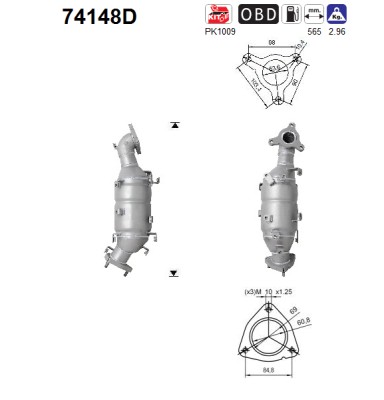AS Katalysator 74148d for NISSAN