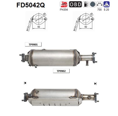 AS Sod-/partikelfilter, udstødningssystem fd5042q for HYUNDAI KIA