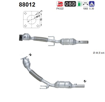 AS Katalysator 88012 for SKODA