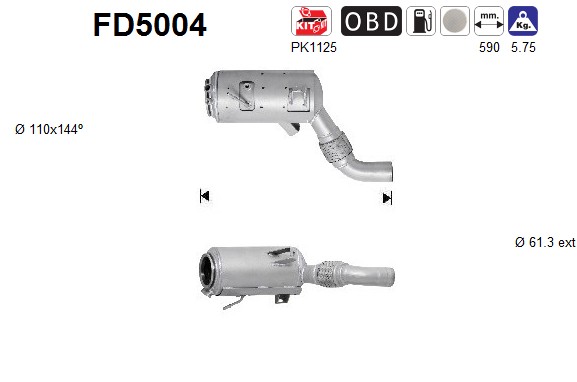 AS Sod-/partikelfilter, udstødningssystem fd5004 for BMW