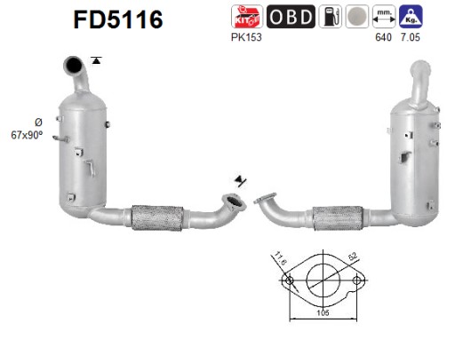 AS Sod-/partikelfilter, udstødningssystem fd5116 for FORD