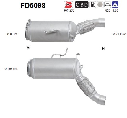 AS Sod-/partikelfilter, udstødningssystem fd5098 for BMW