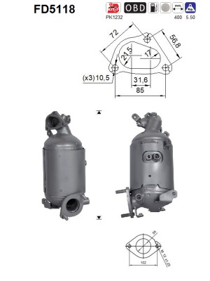 AS Sod-/partikelfilter, udstødningssystem fd5118 for KIA