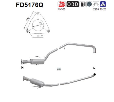 AS Sod-/partikelfilter, udstødningssystem fd5176q for CHRYSLER LANCIA