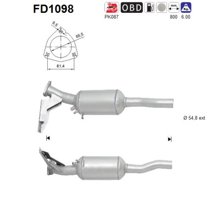 AS Sod-/partikelfilter, udstødningssystem fd1098 for AUDI