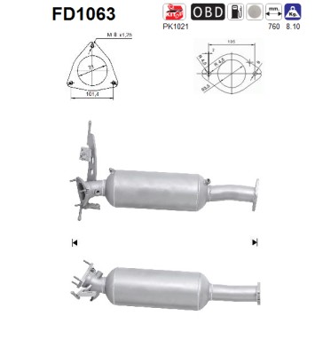 AS Sod-/partikelfilter, udstødningssystem fd1063 for VOLVO