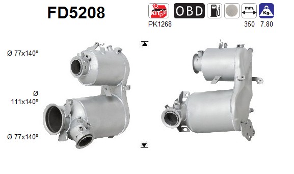 AS Sod-/partikelfilter, udstødningssystem FD5208 for AUDI
