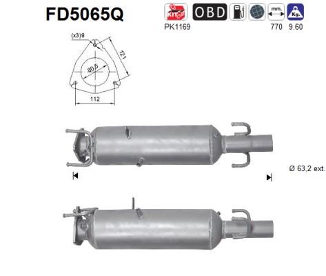 AS Sod-/partikelfilter, udstødningssystem fd5065q for FIAT