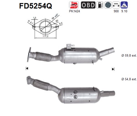 AS Sod-/partikelfilter, udstødningssystem FD5254Q for OPEL FIAT NISSAN RENAULT