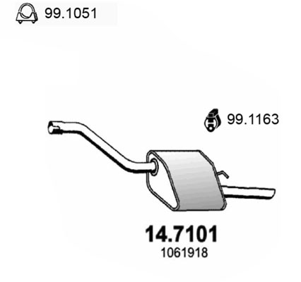 ASSO Bagerste lyddæmper 147101 for FORD
