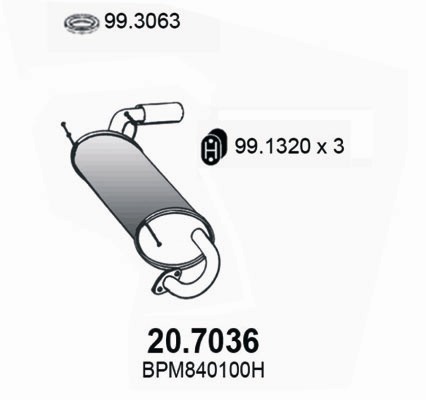 ASSO Bagerste lyddæmper 207036 for MAZDA