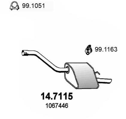 ASSO Bagerste lyddæmper 147115 for FORD