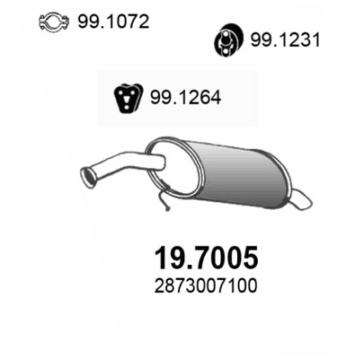 ASSO Bagerste lyddæmper 197005 for KIA