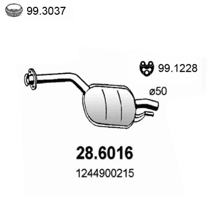 ASSO Midterste lyddæmper 286016 for MERCEDES-BENZ