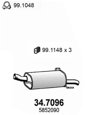 ASSO Bagerste lyddæmper 347096 for VAUXHALL