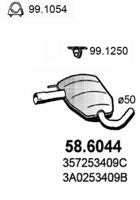 ASSO Midterste lyddæmper 586044 for VW