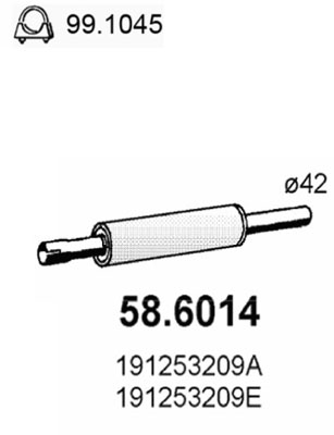 ASSO Midterste lyddæmper 586014 for VW