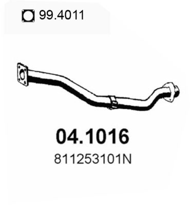 ASSO Udstødningsrør 041016 foran for VW