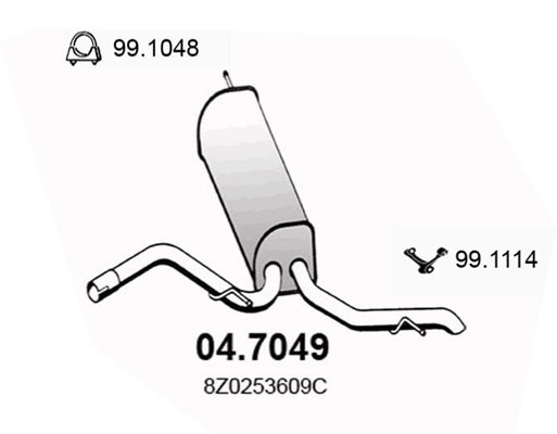 ASSO Bagerste lyddæmper 047049 for VW