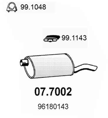 ASSO Bagerste lyddæmper 077002 for DAEWOO
