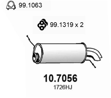 ASSO Bagerste lyddæmper 107056 for CITROËN