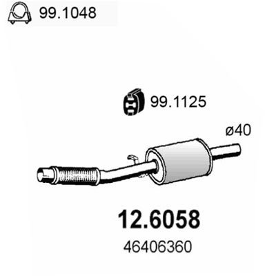 ASSO Midterste lyddæmper 126058 for FIAT