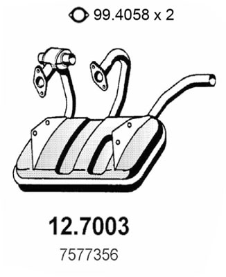 ASSO Bagerste lyddæmper 127003 for FIAT