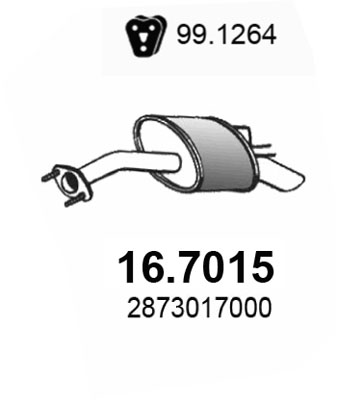 ASSO Bagerste lyddæmper 167015 for HYUNDAI