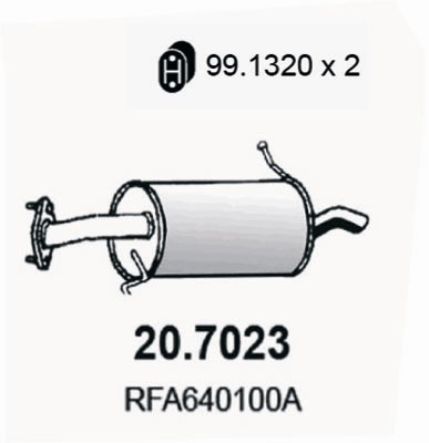 ASSO Bagerste lyddæmper 207023 for MAZDA