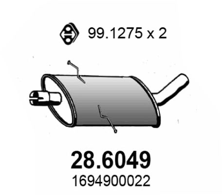 ASSO Midterste lyddæmper 286049 for MERCEDES-BENZ