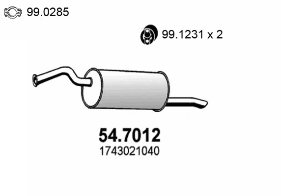 ASSO Bagerste lyddæmper 547012 for TOYOTA