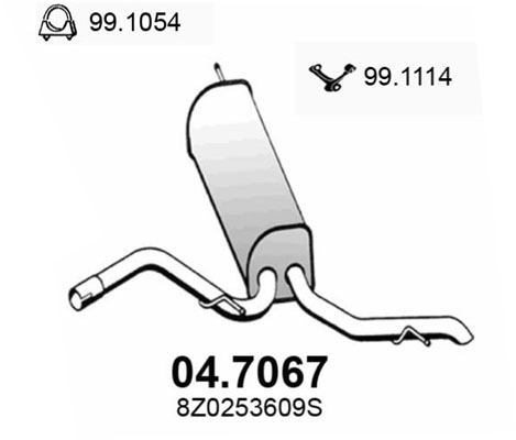 ASSO Bagerste lyddæmper 047067 for AUDI