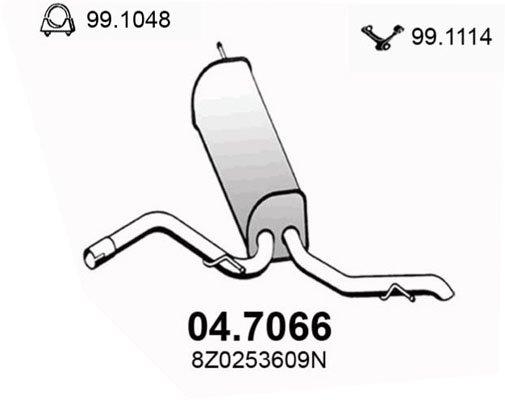 ASSO Bagerste lyddæmper 047066 for VW