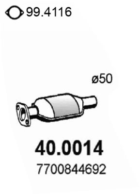 ASSO Katalysator 400014 foran for RENAULT
